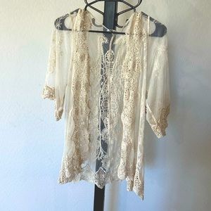 sheer cardigan embroidered